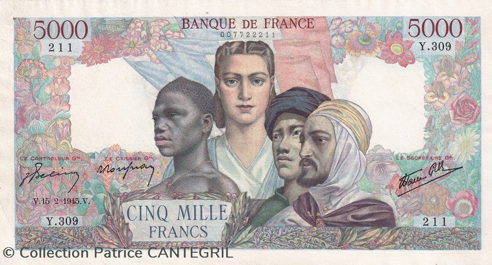billets europe france 5 000 francs empire francais 15 02 1945 spl pick 103 c