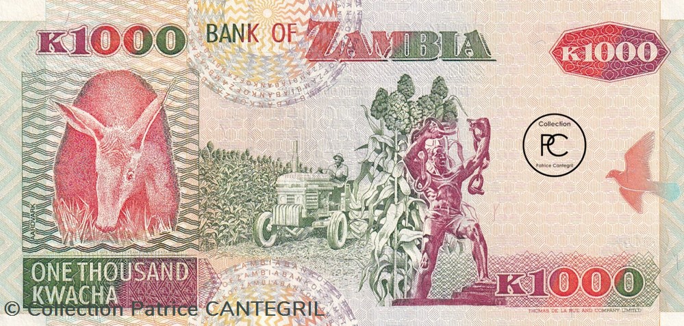 2001 Pick40b 1 000 ZK - Kwacha zambien Unc billets afrique 2001 pick40b 1 000 zk kwacha zambien unc