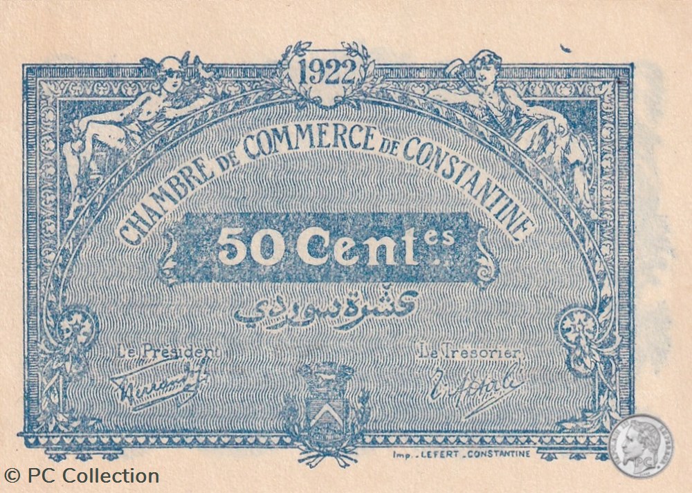 billets afrique algerie 140 33 12 10 1921 constantine 50 centimes cdc series c23