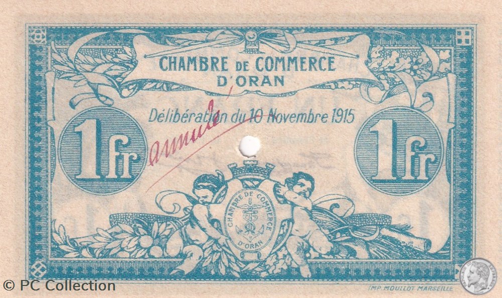 141-13-10/11/1915 Oran 1 Franc Annulé Cdc billets afrique algerie 141 13 10 11 1915 oran 1 franc annule cdc
