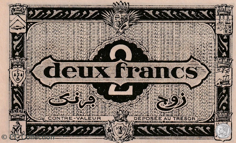 1944 Pick99b D2 2 Franc algérien sup billets afrique 1944 pick99b d2 2 franc algerien sup