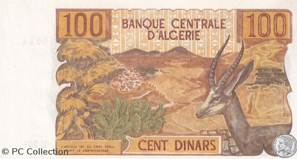 billets afrique 1970 pick128a 45064 100 dinar algerien unc 34