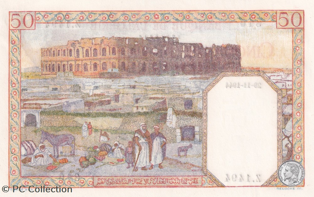 1944 Pick 87a 50 Franc algérien 810 Unc billets afrique 1944 pick 87a 50 franc algerien 810 unc