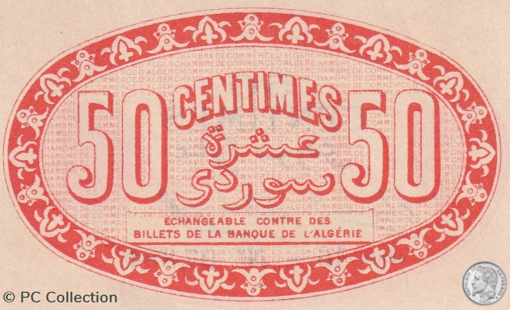 137-5-13/1/1915 Alger 50 cts Cdc. (1) billets afrique algerie 137 5 13 1 1915 alger 50 cts cdc 1