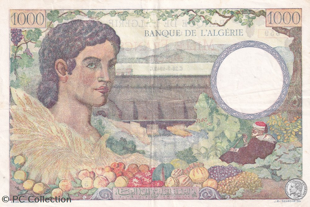 Très rare 1942 VF.10.01 1 000 Franc Trésor algérien TTB billets afrique tres rare 1942 vf 10 01 1 000 franc tresor algerien ttb