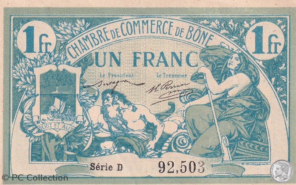 138-3- 18/5/1915 Bône 1 Franc Série D billets afrique algerie 138 3 18 5 1915 bone 1 franc serie d
