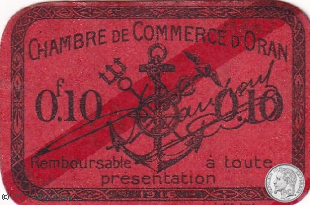141-47-1916 Oran 10 Cts Cdc billets afrique algerie 141 47 1916 oran 10 cts cdc