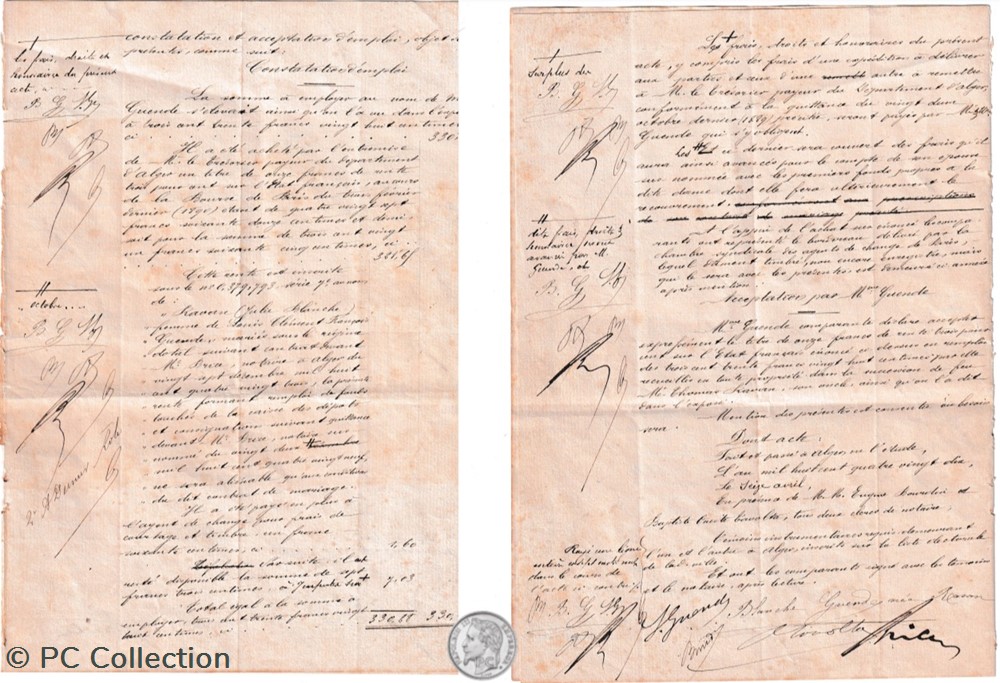 documents anciens acte notaire alger 16 avril 1890