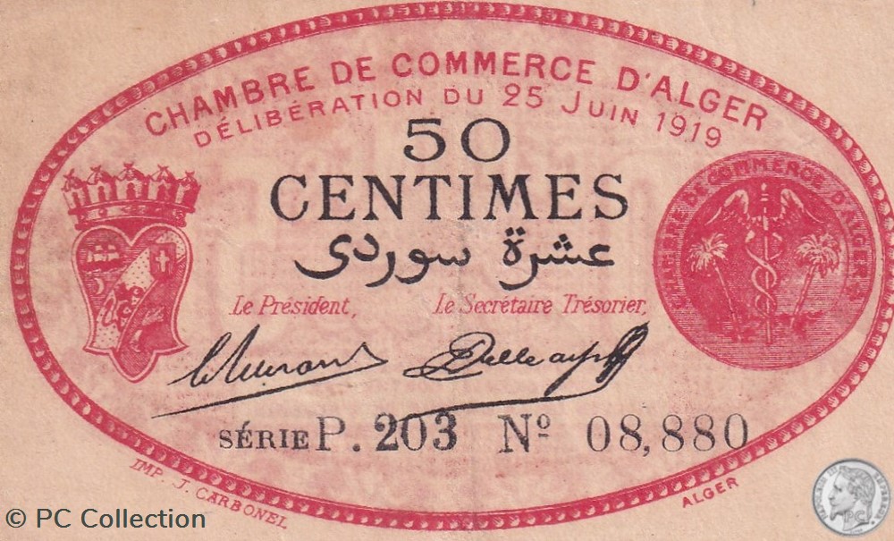 137-11-25/6/1919 Alger 50 cts Cdc.(4) billets afrique algerie 137 11 25 6 1919 alger 50 cts cdc 4