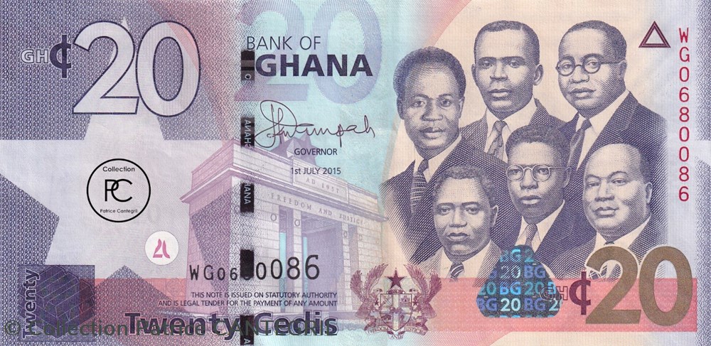 2015 Pick40f 20 GH₵ - Cedi ghanéen Unc billets afrique ghana 2015 pick40f 20 gh cedi ghaneen unc