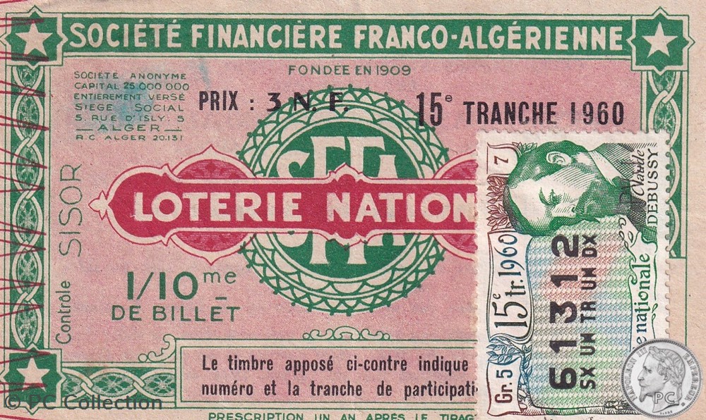 billets afrique societe financiere franco algerienne 1 10eme 15eme tranche 1960