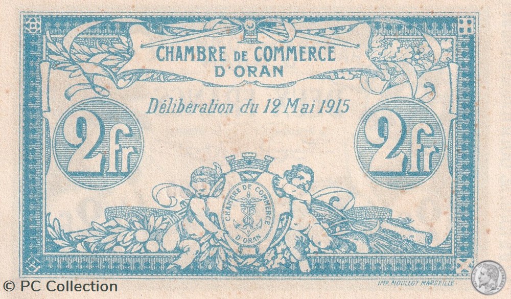 141.3-12/5/1915 Oran 2 Francs Série E Cdc billets afrique algerie 141 3 12 5 1915 oran 2 francs serie e cdc