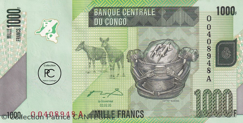 2005 Pick101a 1 000 FC - Franc congolais Unc billets afrique republique du 2005 pick101a 1 000 fc franc congolais unc