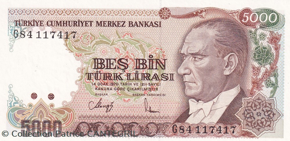 1970 Pick 198 5.000 Türk Lirası Unc billets asie turquie 1970 pick 198 5 000 turk liras unc