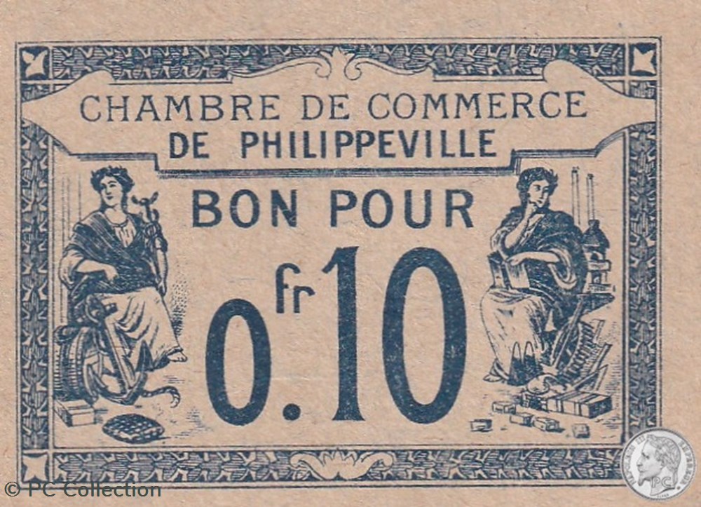 142-13- 7/10/1915 Philippeville 10cts Bleu billets afrique algerie 142 13 7 10 1915 philippeville 10cts bleu