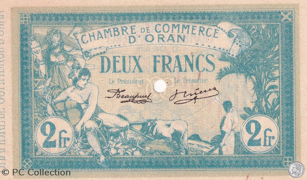 141-18-10/11/1915 Oran 2 Franc annulé Cdc billets afrique algerie 141 18 10 11 1915 oran 2 franc annule cdc