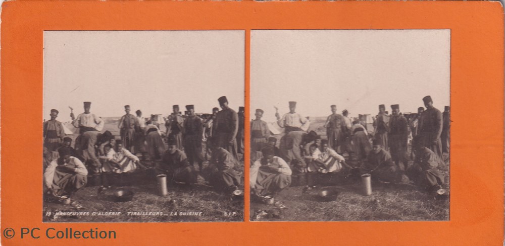 19-Manoevres d'Algérie tirailleurs la cuisine documents anciens chromos images 19 manoevres algerie tirailleurs la cuisine
