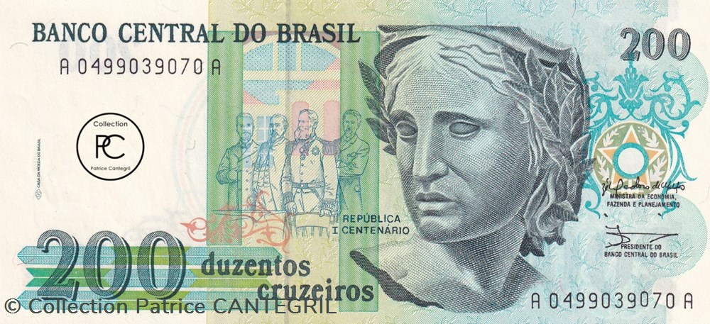 1990 Pick229 200 Cruzeiro brésilien Unc billets amerique du sud 1990 pick229 200 cruzeiro bresilien unc