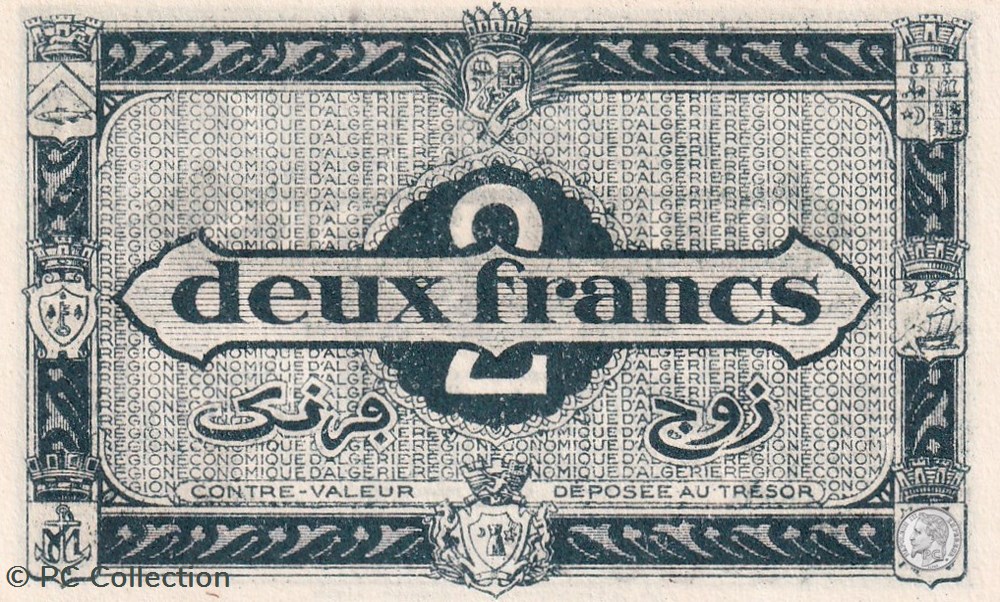 billets afrique 1944 pick102 g3 2 franc algerien unc