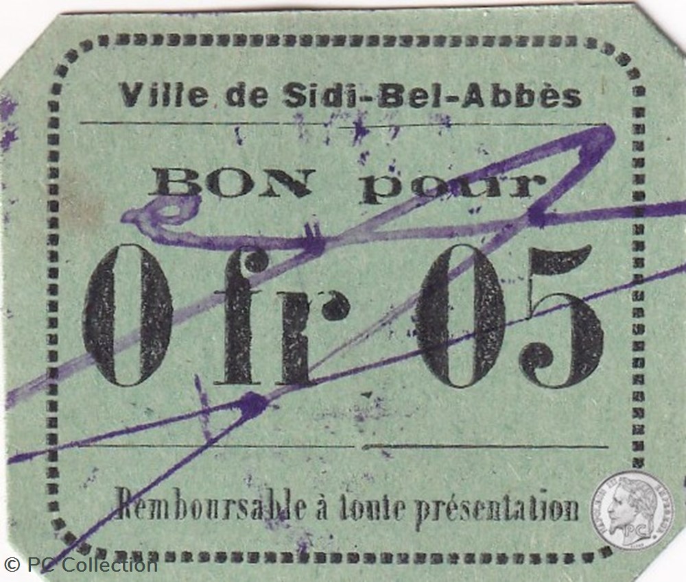 Sidi-Bel-Abbès 4a 0,05 franc 1916 billets afrique algerie sidi bel abbes 4a 0 05 franc 1916