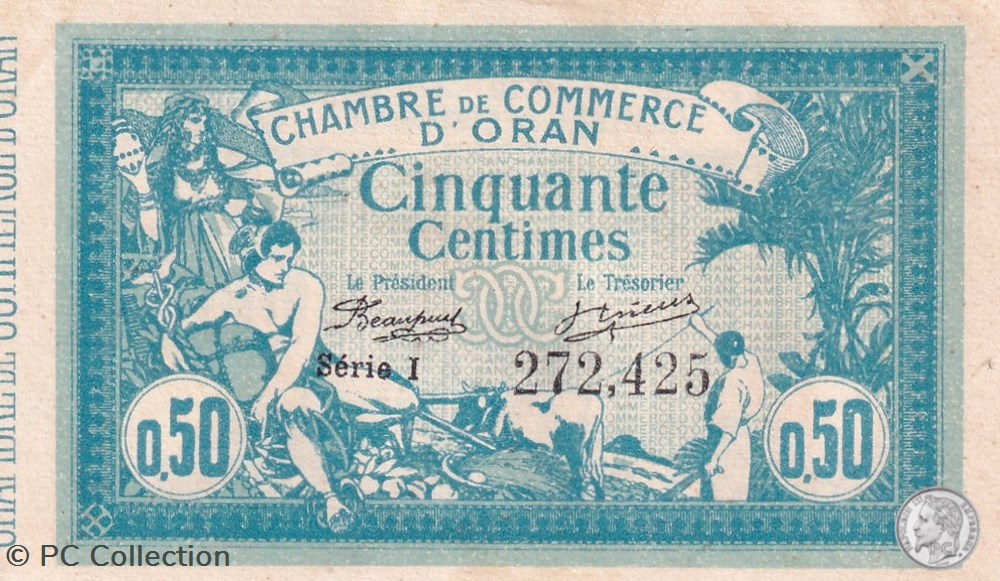 141-4 -10/11/1915 Oran 50 Cts - Série I - Cdc billets afrique algerie 141 4 10 11 1915 oran 50 cts serie i cdc