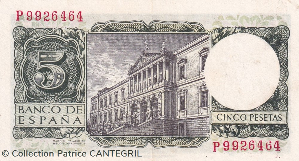 1954 Pick 146 5 Pesetas Banco de España Unc billets europe espagne 1954 pick 146 5 pesetas banco de espana unc