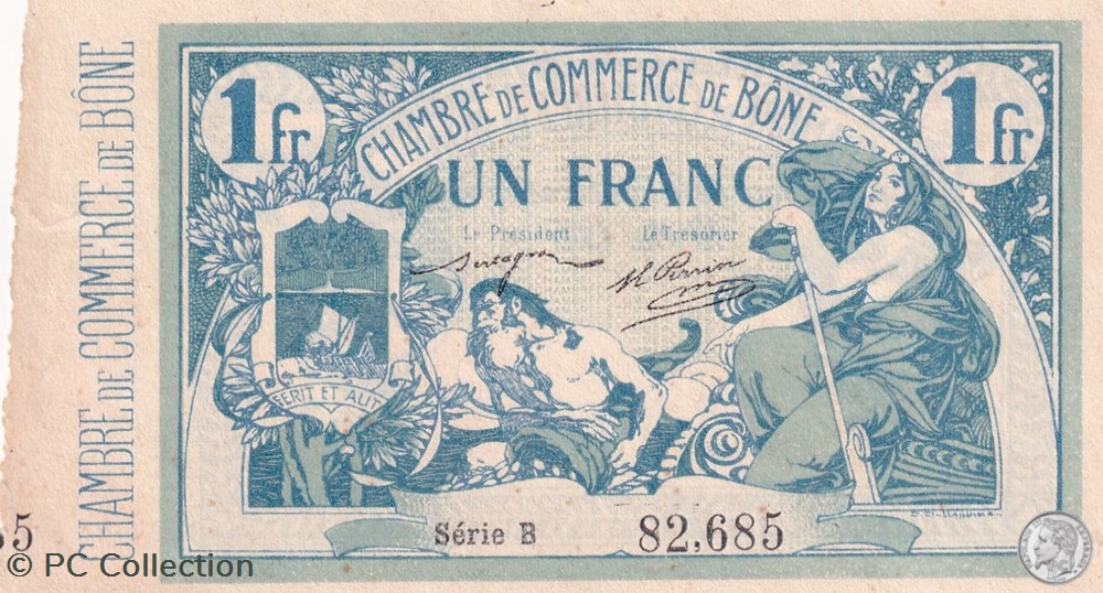 138-3- 18/5/1915 Bône 1 Franc Série B billets afrique algerie 138 3 18 5 1915 bone 1 franc serie b