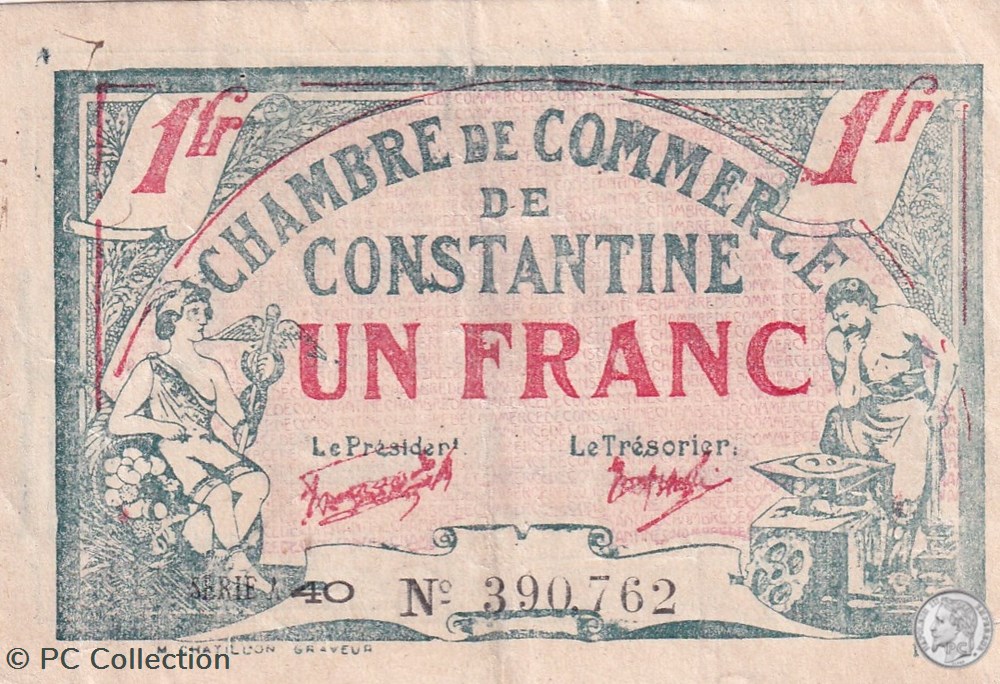 140-28- 28-6-1921 Constantine 1 Franc Cdc Séries A40 - Banknotes