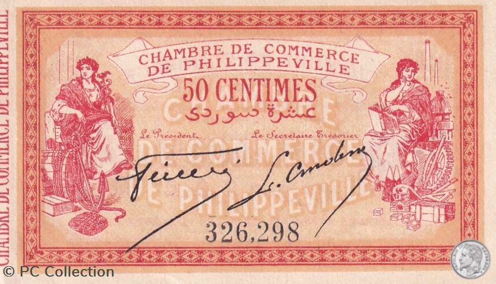 142-5- 10/11/1914 Philippeville 50 Centimes Cdc billets afrique algerie 142 5 10 11 1914 philippeville 50 centimes cdc