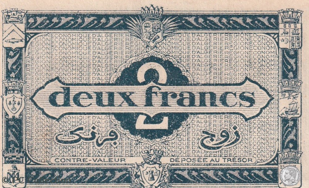 billets afrique 1944 pick102 g1 2 franc algerien unc