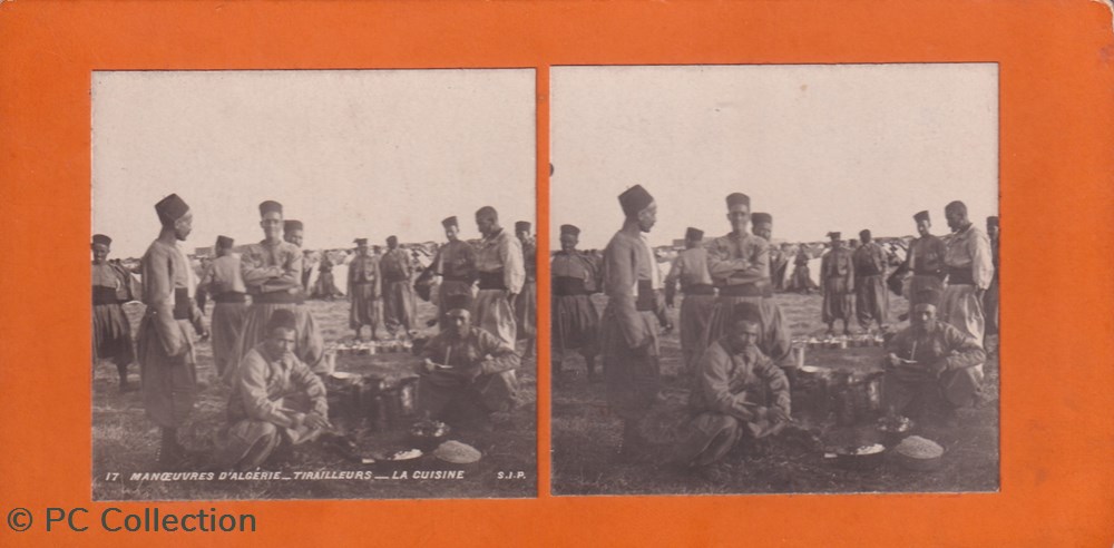 17-Manoevres d'Algérie tirailleurs la cuisine documents anciens chromos images 17 manoevres algerie tirailleurs la cuisine