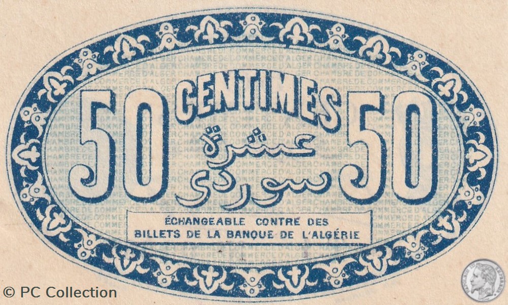 137-8-13/1/1915 Alger 50 cts Cdc. (1) billets afrique algerie 137 8 13 1 1915 alger 50 cts cdc 1