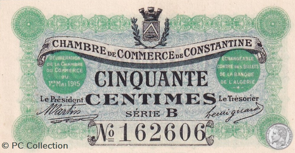 140-3- 1/5/1915 Constantine 50 cts Cdc Séries B billets afrique algerie 140 3 1 5 1915 constantine 50 cts cdc series b