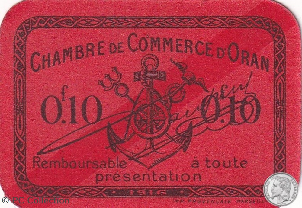 141-49-1916 Oran 10 Cts Cdc billets afrique algerie 141 49 1916 oran 10 cts cdc