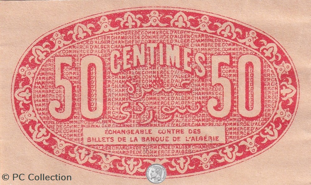 137-25-31/1/1923 Alger 50 cts Cdc. (1) 2 billets afrique algerie 137 25 31 1 1923 alger 50 cts cdc 1