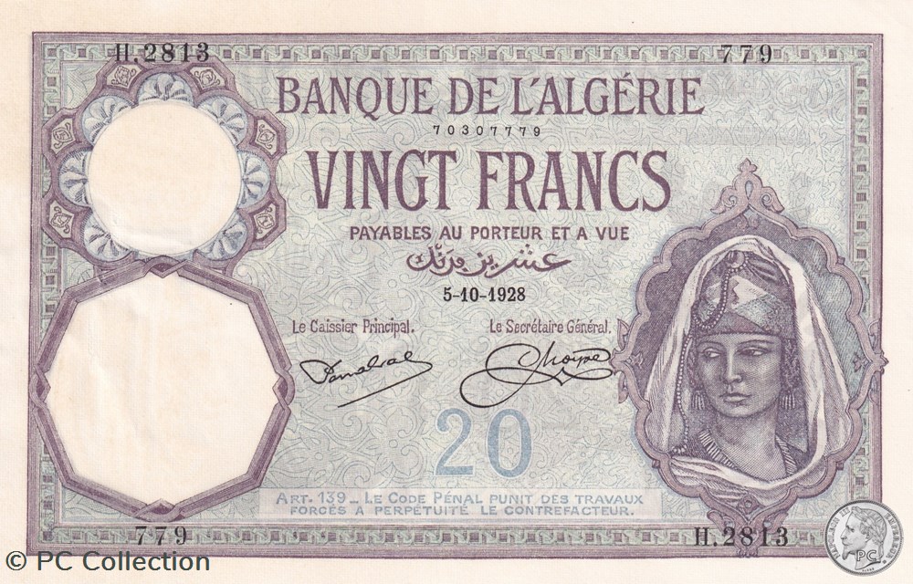 1928 Pick78b 20 Franc algérien 779 Spl billets afrique 1928 pick78b 20 franc algerien 779 spl