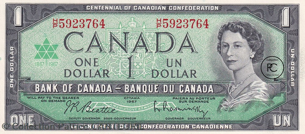 1967 Pick 84b 1 $ - Dollar canadien Unc billets amerique du nord canada 1967 pick 84b 1 dollar canadien unc