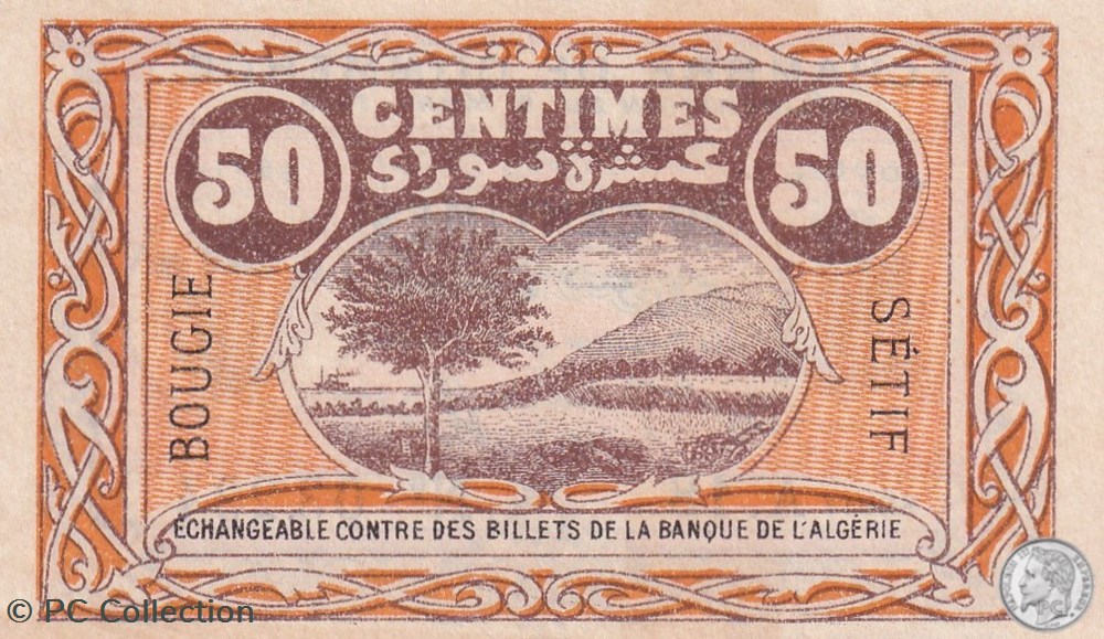 139-3- 9/3/1918 Bougie Sétif 50 cts Cdc Séries A.18 billets afrique algerie 139 3 9 3 1918 bougie setif 50 cts cdc series a 18