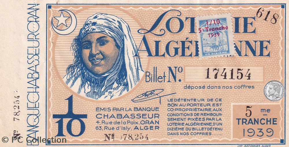 billets afrique algerie 1939 5eme tranche 1 10