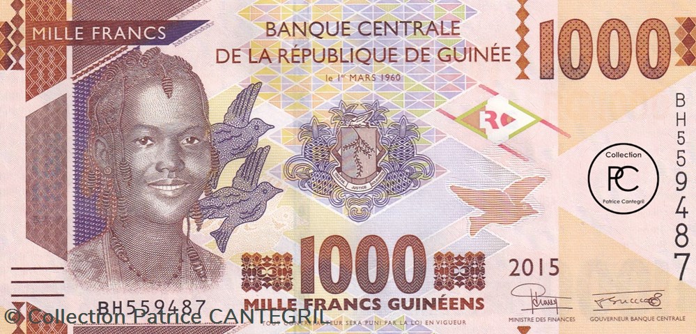 2015 Pick48a 1 000 GFr - Franc guinéen Unc billets afrique 2015 pick48a 1 000 gfr franc guineen unc