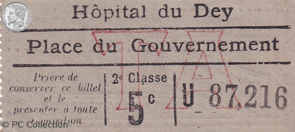 Rare ticket de tramways d'Alger début XXe "Sté des Tramways Algériens" documents anciens titres transport rare ticket de tramways alger debut xxe ste des tramways algeriens
