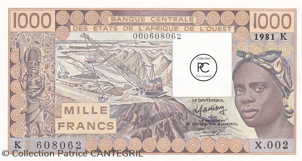 1981 Pick707 Kb 1 000 CFA - Franc CFA Unc billets afrique de l ouest 1981 pick707 kb 1 000 cfa franc cfa unc