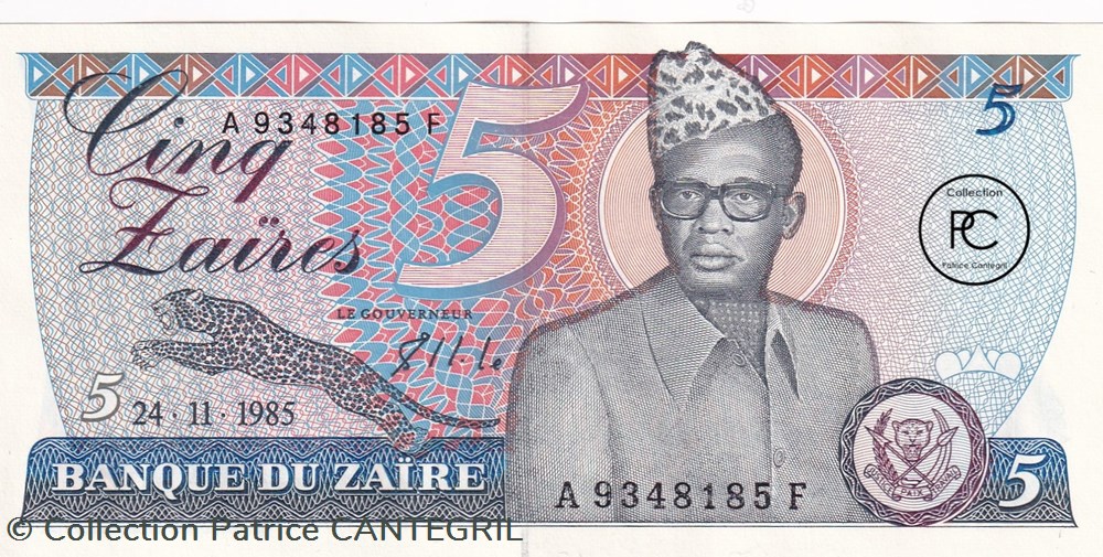 billets afrique 1985 pick26a 5 zaire zaireen unc