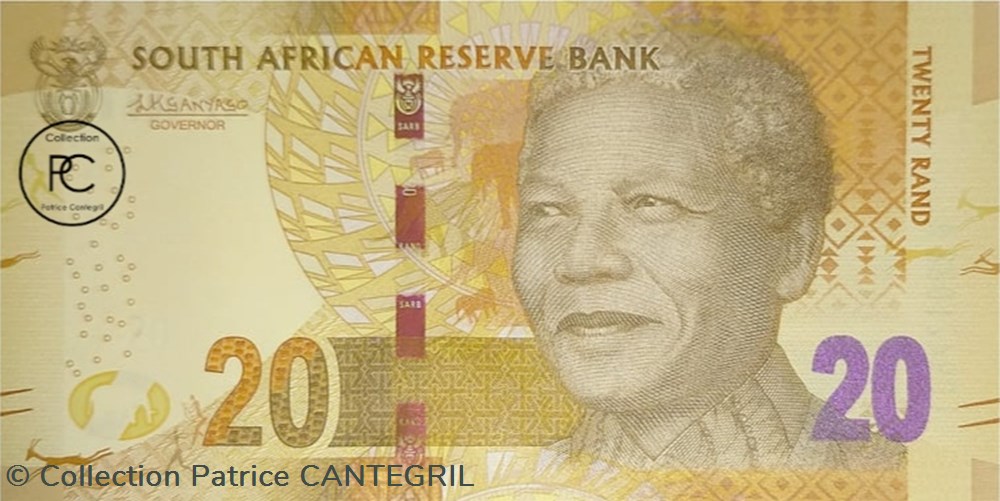 billets afrique du sud 2016 pick 139b 20 rand south african reserve bank signature kganyago unc