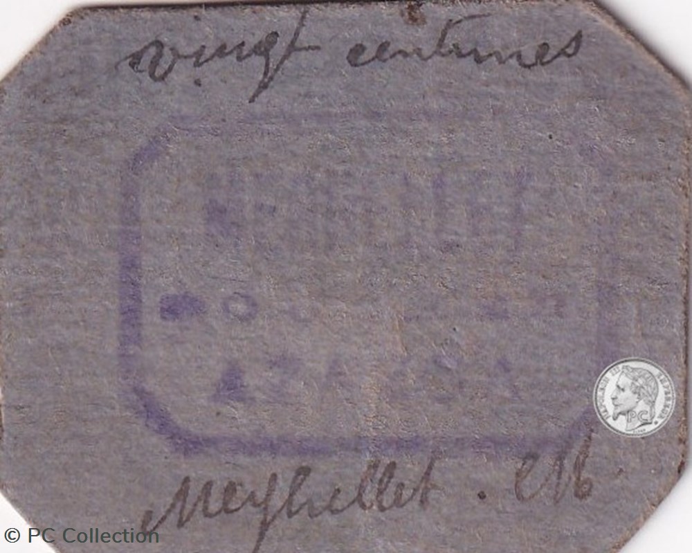 billets afrique algerie azazga meghellet boucher 0 20 f 20 centimes carton