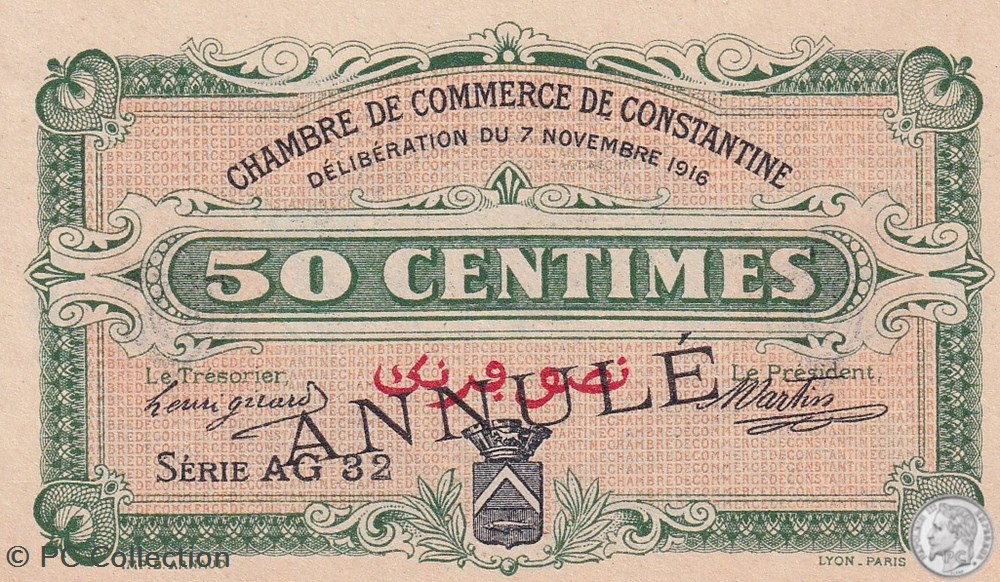 140-9- 7/11/1916 Constantine 50 Centimes Cdc Séries ANNULÉ billets afrique algerie 140 9 7 11 1916 constantine 50 centimes cdc series annule