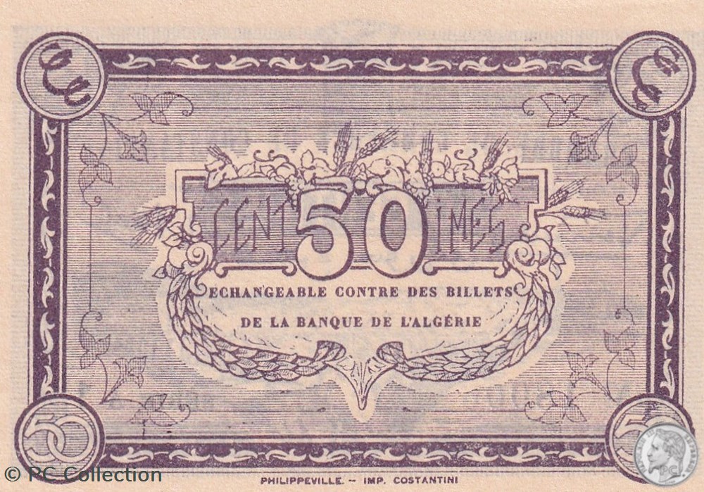 140-40- 20/11/1922 Constantine 50 Centimes Cdc Séries A1 billets afrique algerie 140 40 20 11 1922 constantine 50 centimes cdc series a1
