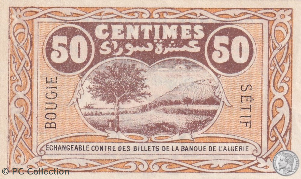 139-3- 9/3/1918 Bougie Sétif 50 cts Cdc Séries A.18 billets afrique algerie 139 3 9 3 1918 bougie setif 50 cts cdc series a 18