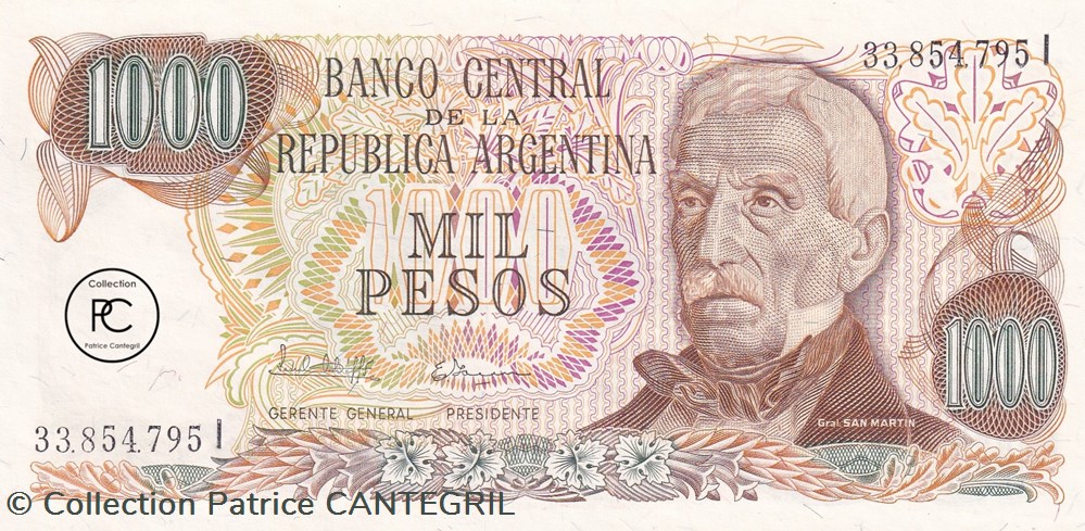 billets amerique du sud argentine 1982 pick304d 1 1 000 l peso ley argentin unc