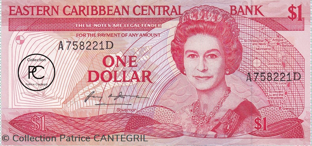1988 Pick 21b Dominica - "D" Suffix 1 EC$ - Dollar des Caraïbes orientales Unc billets amerique centrale et 1988 pick 21b dominica d suffix 1 ec dollar des caraibes orientales unc
